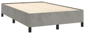 vidaXL Κρεβάτι Boxspring με Στρώμα &amp; LED Αν.Γκρι 120x190εκ. Βελούδινο