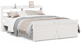 vidaXL Πλαίσιο Κρεβατιού με Κεφαλάρι Λευκό 120x190 εκ. Μασίφ Πεύκου