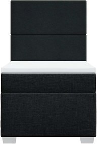 vidaXL Κρεβάτι Boxspring με Στρώμα Μαύρο 80 x 200 εκ. Υφασμάτινο