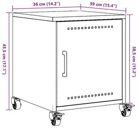 Κομοδίνα 2 τεμ. Πράσινο Λαδί 36x39x43,5 εκ. από Χάλυβα - Πράσινο