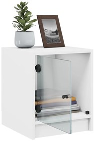 vidaXL Κομοδίνο με Γυάλινη Πόρτα Λευκό 35x37x42 εκ.
