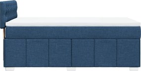vidaXL Κρεβάτι Boxspring με Στρώμα Μπλε 90x200 εκ.Υφασμάτινο