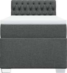 vidaXL Κρεβάτι Boxspring με Στρώμα Σκούρο Γκρι 90x200 εκ. Υφασμάτινο