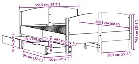 Σκελετός Κρεβ. Χωρίς Στρώμα Καφέ Κεριού 150x200 εκ Μασίφ Πεύκο - Καφέ