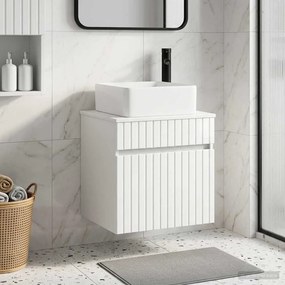vidaXL Επιτοίχιο έπιπλο νιπτήρα μπάνιου Γυαλιστερό Λευκό