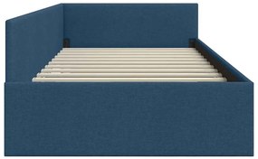 vidaXL Κρεβάτι Γωνίας Μπλε 90 x 190 cm Ύφασμα και Έργο ξύλου
