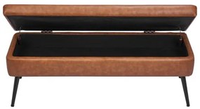 VEVOR PU Leather Storage Ottoman Bench Bench with Storage and Metal Legs Brown