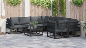 vidaXL Σετ Καναπέ Κήπου 8 pcs Μαύρο 283 x 283 x 71 εκ. Αλουμίνιο
