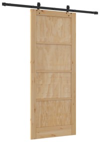 vidaXL Συρόμενη Πόρτα με Σετ Εξαρτημάτων 86x211 εκ. Μασίφ Ξύλο Πεύκου