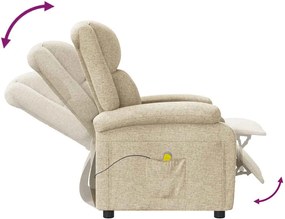 vidaXL Πολυθρόνα Μασάζ Κρεμ Υφασμάτινη