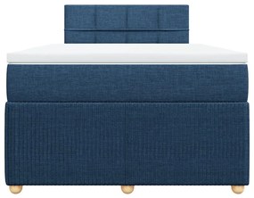 Κρεβάτι Boxspring με Στρώμα Μπλε 120x200 εκ. Υφασμάτινο - Μπλε