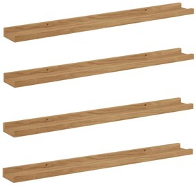vidaXL Ράφι Τοίχου με ράφι 4 pcs Καφέ 80 x 9 x 3 cm Επεξεργασμένο ξύλο