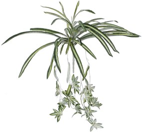 GloboStar® SPIDER PLANT 78217 Τεχνητό Φυτό Χλωρόφυτο - Μπουκέτο Διακοσμητικών Φυτών - Κλαδιών με Φύλλωμα Πράσινο - Κίτρινο - Λευκό Υ60cm