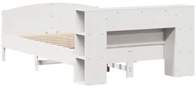 vidaXL Κρεβάτι Βιβλιοθήκη Χωρίς Στρώμα 120x190 εκ Μασίφ Ξύλο Πεύκου