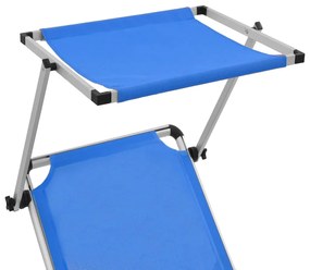 312457  FOLDING SUN LOUNGERS WITH ROOF 2 PCS ALUMINIUM&amp;TEXTILENE BLUE 312457