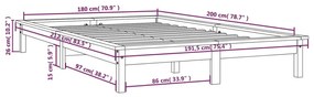 Πλαίσιο Κρεβατιού 180x200 εκ. Μασίφ Πεύκο Super King - Καφέ