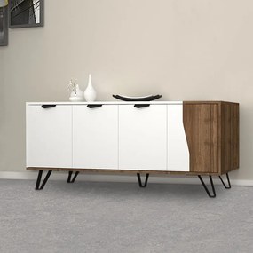 Μπουφές μελαμίνης Jasmine Megapap χρώμα λευκό - καρυδί 160x45x78εκ.-GP028-0051,1