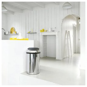 Κάδος Brabantia Touch Bin 647254, 60 l, ομαλό και αθόρυβο άνοιγμα, Inox