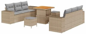 vidaXL Σετ Καναπέ Κήπου με αποθήκευση 9 pcs Μπεζ Πολυ ράταν