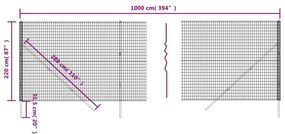 vidaXL Συρματόπλεγμα Περίφραξης Ανθρακί 2,2x10 μ. Γαλβανισμένο Ατσάλι