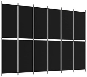 Διαχωριστικό Δωματίου με 6 Πάνελ Μαύρο 300x220 εκ. από Ύφασμα - Μαύρο