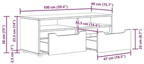 ντουλάπι τηλεόρασης VISNES Μαύρο 100x40x38 cm - Μαύρο