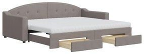 vidaXL Καναπές Κρεβάτι Συρόμενος Taupe 90x200 εκ. Ύφασμα & Συρτάρια