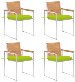 vidaXL Καρέκλες Κήπου 4 τεμ. από Μασίφ Ξύλο Teak με Μαξιλάρια