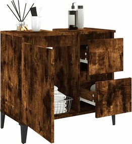 vidaXL Ντουλάπι Μπάνιου Καπνιστή Δρυς 65x33x60 εκ. Επεξεργασμένο Ξύλο