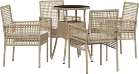 vidaXL Σέτ φαγητού για κήπο 5 pcs Μπεζ συνθετικό ρατάν