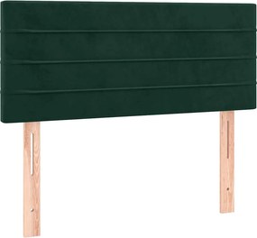 vidaXL Κρεβάτι Boxspring με Στρώμα &amp; LED Σκ. Πράσινο 90x190 εκ Βελούδο