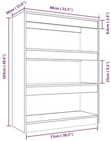 vidaXL Βιβλιοθήκη/Διαχωρ. Χώρου Καπνιστή Δρυς 80x30x103 εκ. Επεξ. Ξύλο