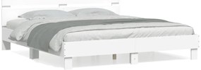 vidaXL Πλαίσιο Κρεβατιού με Κεφαλάρι Λευκό 160x200 εκ. Επεξ. Ξύλο