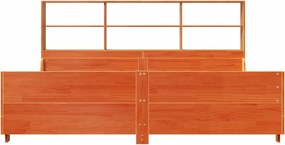 vidaXL Κρεβάτι Βιβλιοθήκη Χωρίς Στρώμα Καφέ 200x200 εκ Μασίφ Πεύκο