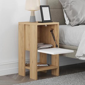 Κομοδίνο Ema Megapap χρώμα sapphire oak - λευκό 30x30x55εκ.