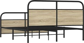 vidaXL Σκελετός Κρεβ. Χωρίς Στρώμα Sonoma Δρυς 150x200 εκ. Μεταλλικό