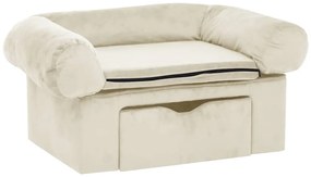 vidaXL Καναπές - Κρεβάτι Σκύλου με Συρτάρι Κρεμ 75x50x38 εκ. Βελουτέ