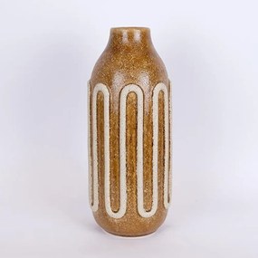 Βάζο Κεραμικό 752-20335 Φ16,3x39cm Mustard-Beige Estheti Home Κεραμικό
