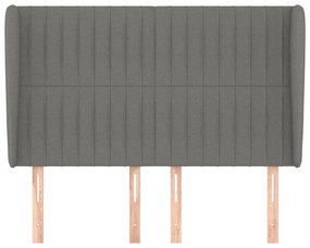 Κεφαλάρι με Πτερύγια Σκούρο Γκρι 147x23x118/128 εκ. Υφασμάτινο - Γκρι