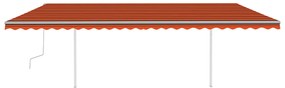 vidaXL Τέντα Συρόμενη Χειροκίνητη με Στύλους Πορτοκαλί / Καφέ 6x3,5 μ.