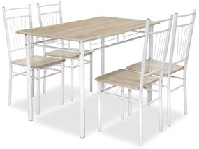 Σετ Τραπεζαρίας Roza 5τμχ χρώμα Sonoma - πόδια Λευκό Gloss 120x70x75εκ. 120x70x75 εκ.