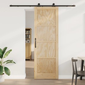 vidaXL Συρόμενη Πόρτα με Σετ Εξαρτημάτων 'ORKDAL' από Μασίφ Ξύλο Πεύκου