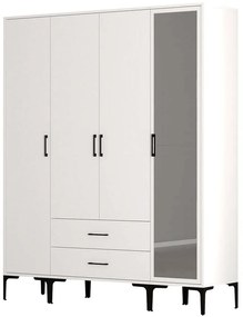 Ντουλάπα Τετράφυλλη Kumsal 845HCT5498 160x47,5x201,4cm White Τετράφυλλη