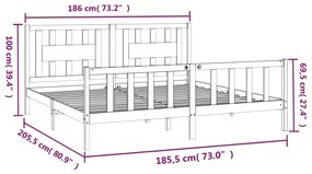 vidaXL Πλαίσιο Κρεβατιού Κεφαλάρι Λευκό 180x200εκ ΜασίφΠεύκο SuperKing