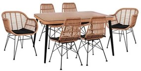 ΣΕΤ 7ΤΜΧ ALLEGRA WICKER ΜΕ ΤΡΑΠΕΖΙ 160X90X78Υ ΜΠΕΖ &amp; ΜΑΥΡΟ ΧΡΩΜΑ HM10495