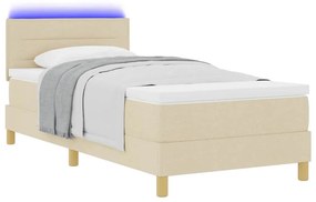 vidaXL Κρεβάτι με ελατήρια με στρώμα Κρεμ 100 x 200 cm ύφασμα