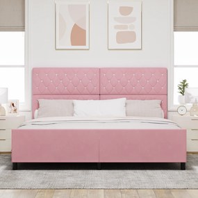 vidaXL Κρεβάτι με Βελούδο Ροζ  200x200 cm