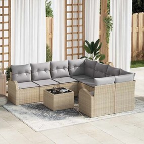 vidaXL Σετ Καναπέ Κήπου 9 pcs Μπεζ 55 x 55 x 37 εκ συνθετικό ρατάν