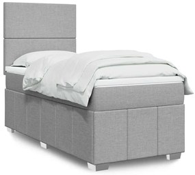 vidaXL Κρεβάτι Boxspring με Στρώμα Ανοιχτό Γκρι 80x200 εκ. Υφασμάτινο