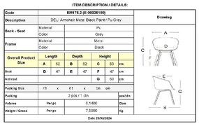 DELI ΠΟΛΥΘΡΟΝΑ ΜΕΤΑΛΛΟ ΒΑΦΗ ΜΑΥΡΟ, PU ΓΚΡΙ